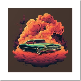 VINTAGE CAR, COLORED CARTOON STYLE Posters and Art